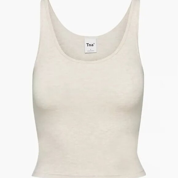 TNA / Aritzia Heather Light Oatmeal Chill Bergman Tank, Scoopneck tank top - Picture 1 of 4